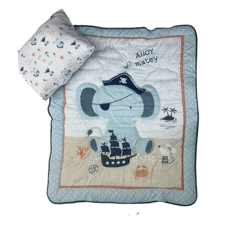 CUBRECAMA CHANTILLY AZUL SET CUNA + COJIN ELEFANTE - 1