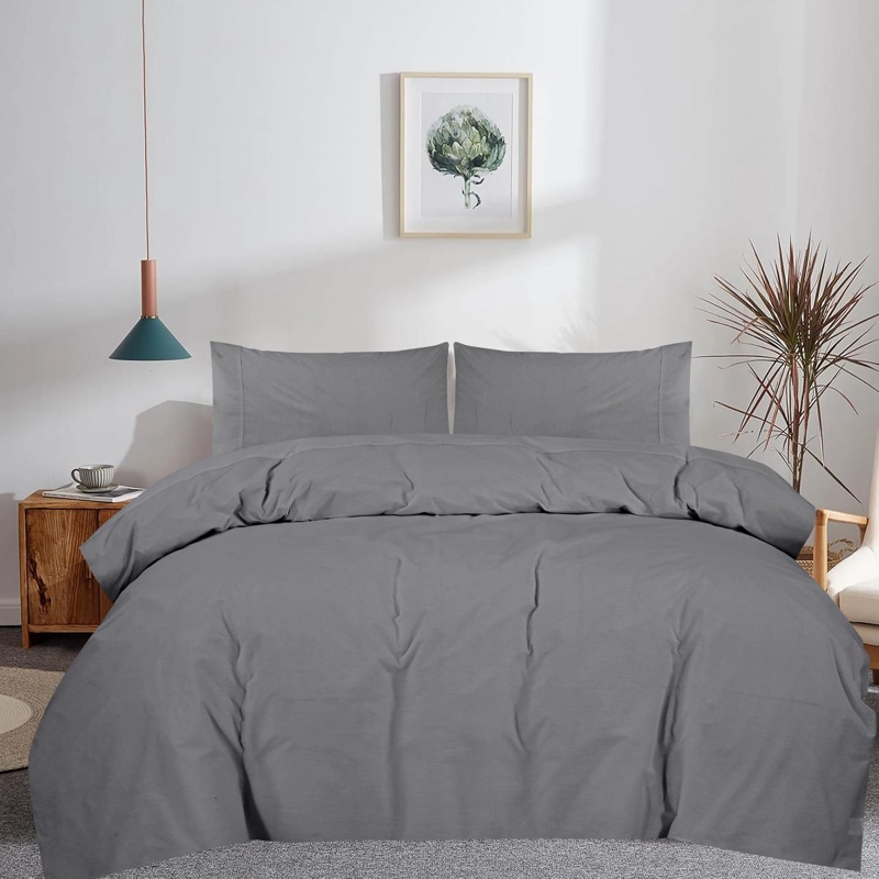 SABANAS 144 HILOS LISAS COLOR GRIS, 1,5 PLAZAS - 3