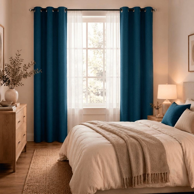 SET BLACKOUT SUPER SOFT 2 PAÑOS + 2 VELOS 140X220 AZUL - 1