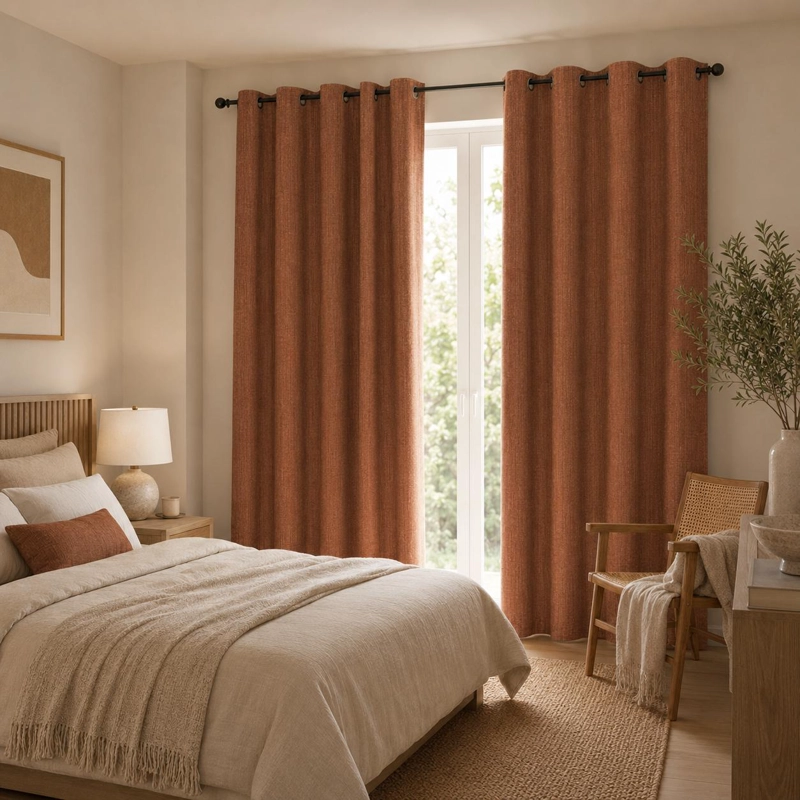 SET CORTINAS MULTITONO 140X220 OCRE - 3