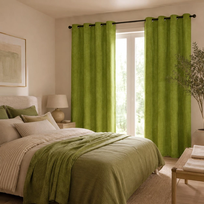 SET CORTINAS MULTITONO 140X220 VERDE CLARO - 3