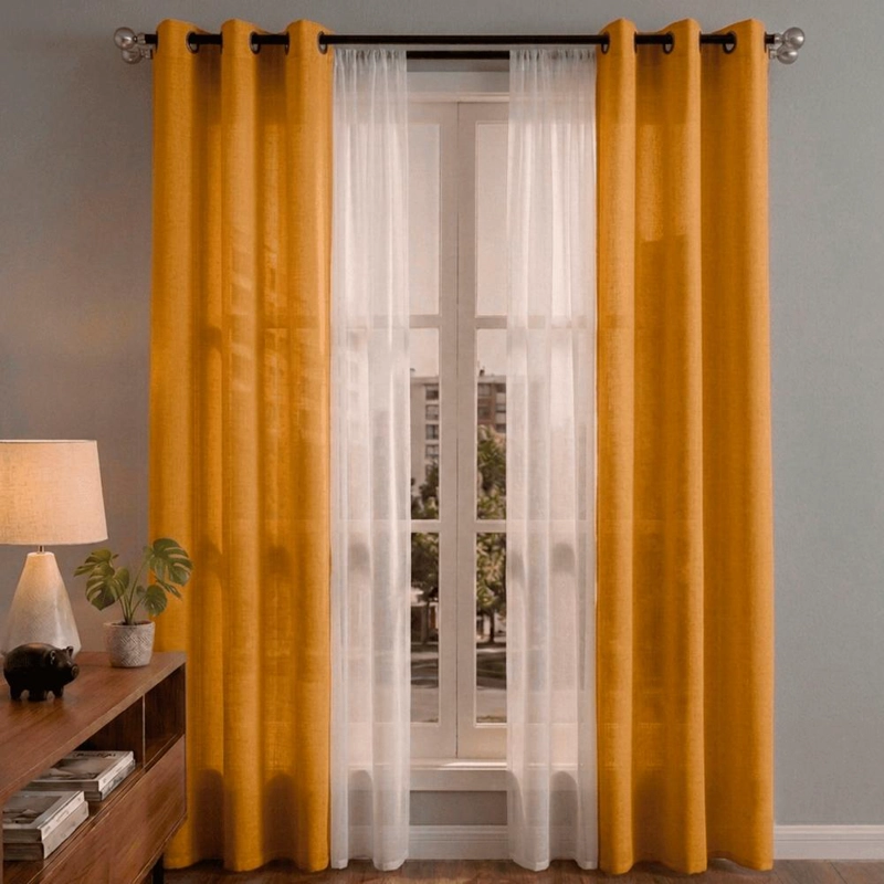 SET CORTINAS LISBOA 2 PAÑOS + 2 VELOS 140X220 - ORO - 2