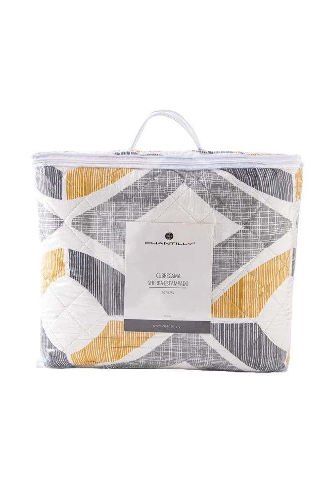 CUBRECAMA QUILT ESTAMPADO SHERPA EXTRA CALIDO CHANTILLY 2 PLAZAS GRIS MARENGO - 3