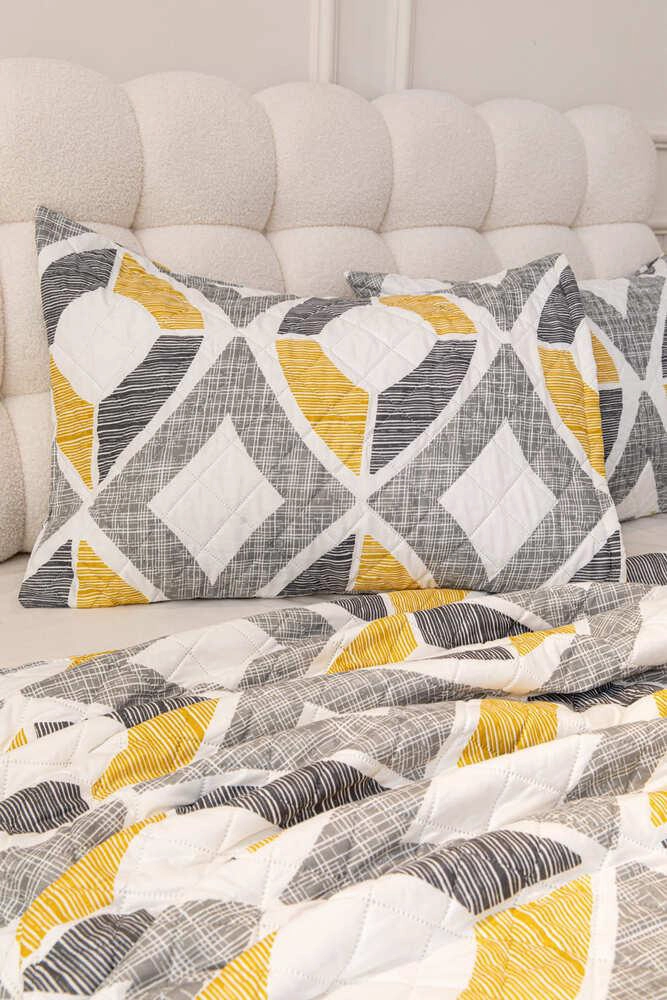 CUBRECAMA QUILT ESTAMPADO SHERPA EXTRA CALIDO CHANTILLY 2 PLAZAS GRIS MARENGO - 5