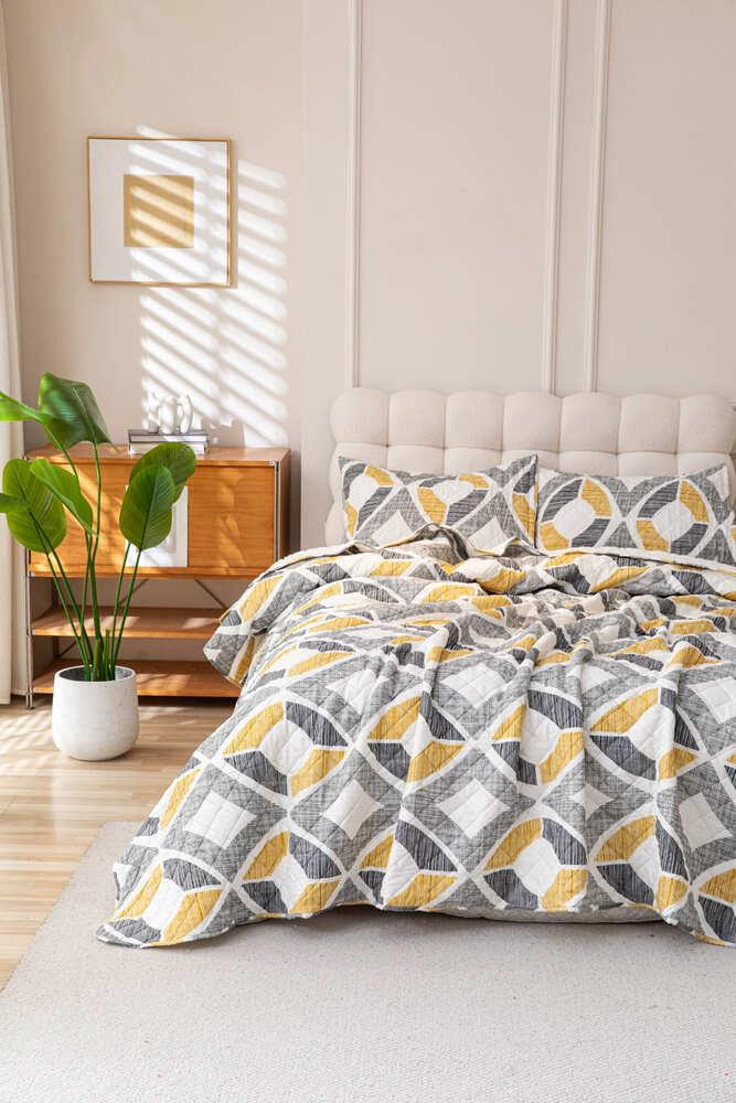 CUBRECAMA QUILT ESTAMPADO SHERPA EXTRA CALIDO CHANTILLY 2 PLAZAS GRIS MARENGO - 6
