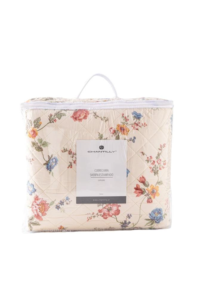 CUBRECAMA QUILT ESTAMPADO SHERPA EXTRA CALIDO CHANTILLY 2 PLAZAS BEIGE - 3