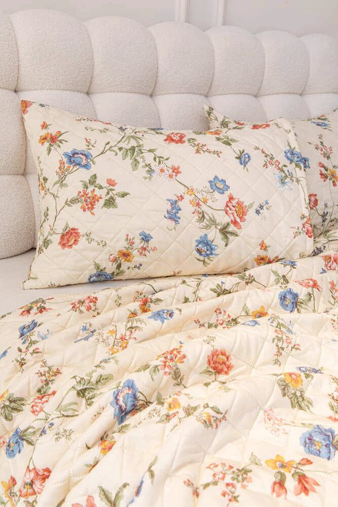 CUBRECAMA QUILT ESTAMPADO SHERPA EXTRA CALIDO CHANTILLY 2 PLAZAS BEIGE - 5