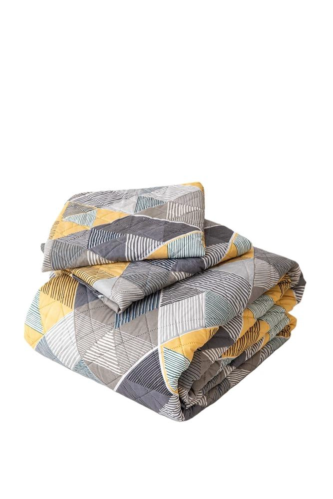 CUBRECAMA QUILT ESTAMPADO SHERPA EXTRA CALIDO CHANTILLY KING GRIS MARENGO - 3
