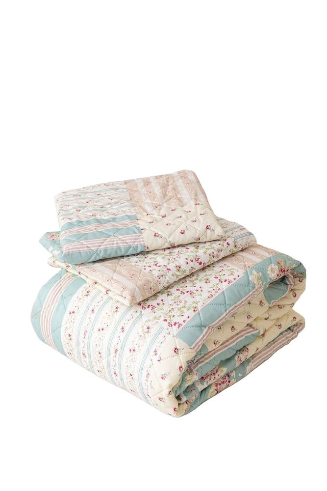 CUBRECAMA QUILT ESTAMPADO SHERPA EXTRA CALIDO CHANTILLY KING BEIGE - 1