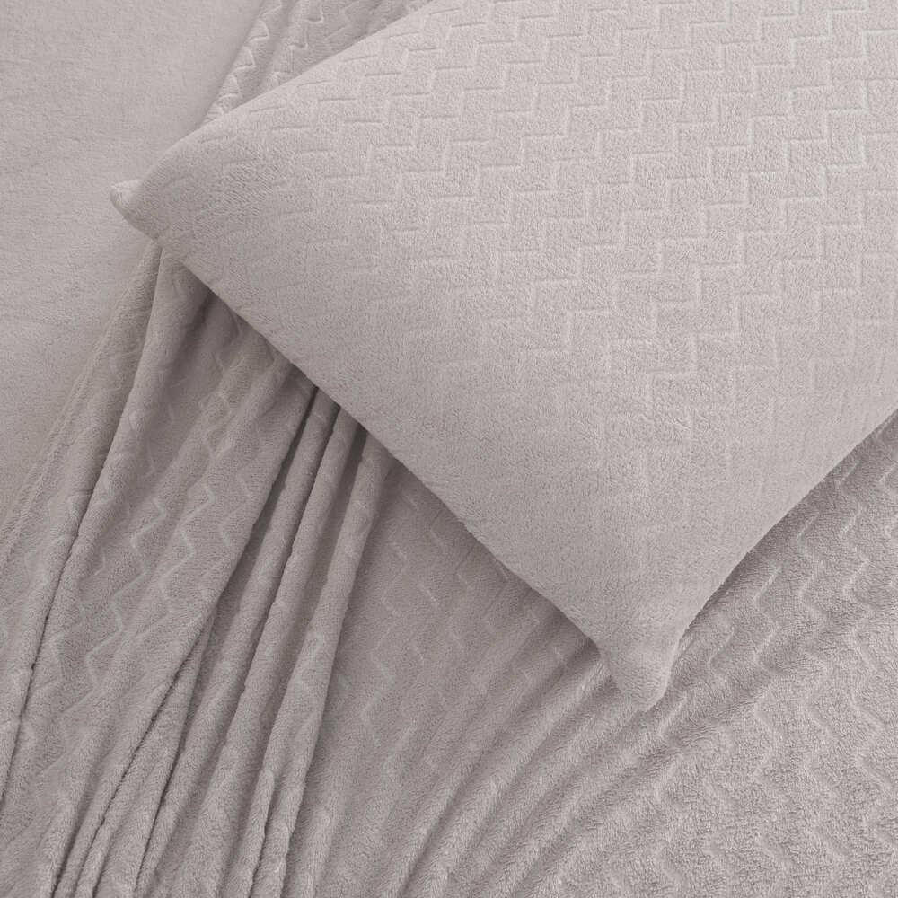 JUEGO DE SABANAS CORAL FLEECE ULTRA SUAVE CHANTILLY 2 PLAZAS GRIS PLATA - 5
