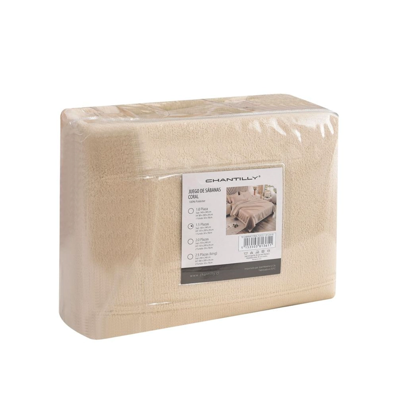 JUEGO DE SABANAS CORAL FLEECE CHANTILLY KING BEIGE - 3