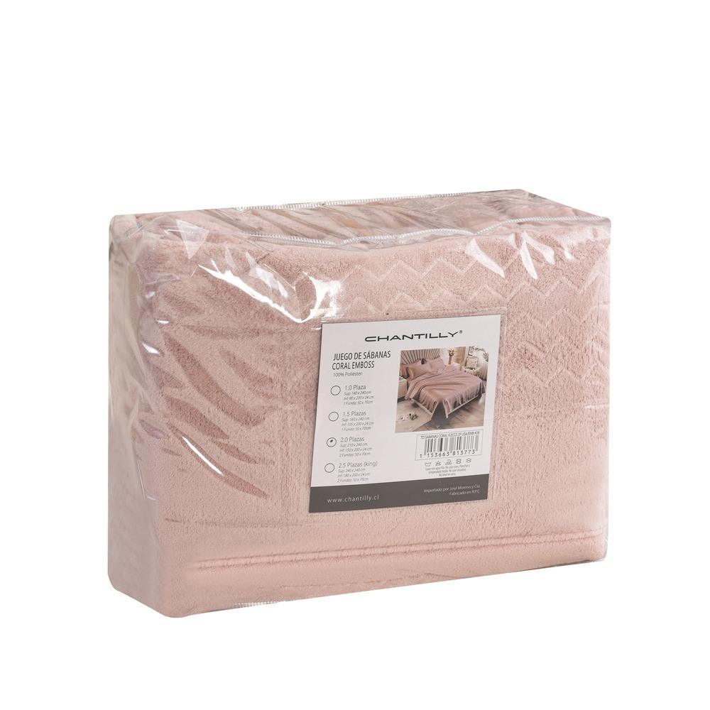 JUEGO DE SABANAS CORAL FLEECE ULTRA SUAVE CHANTILLY 2 PLAZAS ROSADO - 3