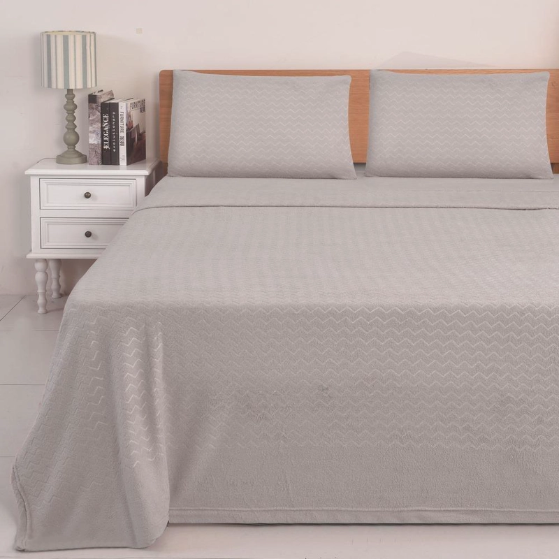 JUEGO DE SABANAS CORAL FLEECE ULTRA SUAVE CHANTILLY 1.5 PLAZAS GRIS PLATA - 2