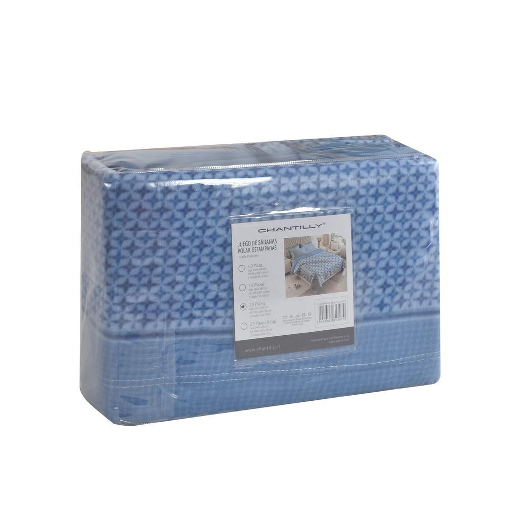 JUEGO DE SABANAS ESTAMPADO POLAR TE RMICO CHANTILLY 2 PLAZAS CELESTE - 3