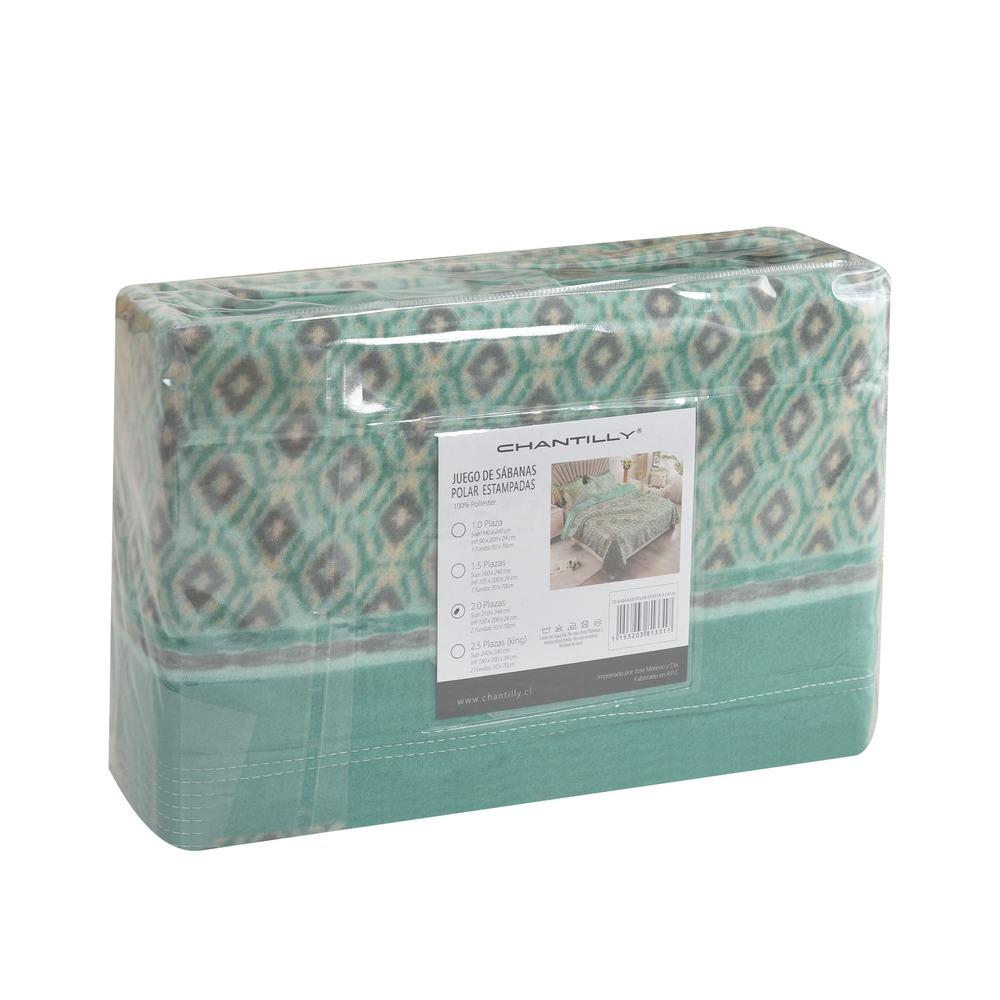 JUEGO DE SABANAS ESTAMPADO POLAR TE RMICO CHANTILLY 2 PLAZAS VERDE - 3