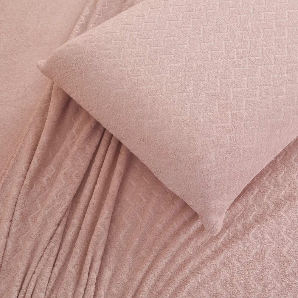JUEGO DE SABANAS CORAL FLEECE ULTRA SUAVE CHANTILLY 1.5 PLAZAS ROSADO - 5