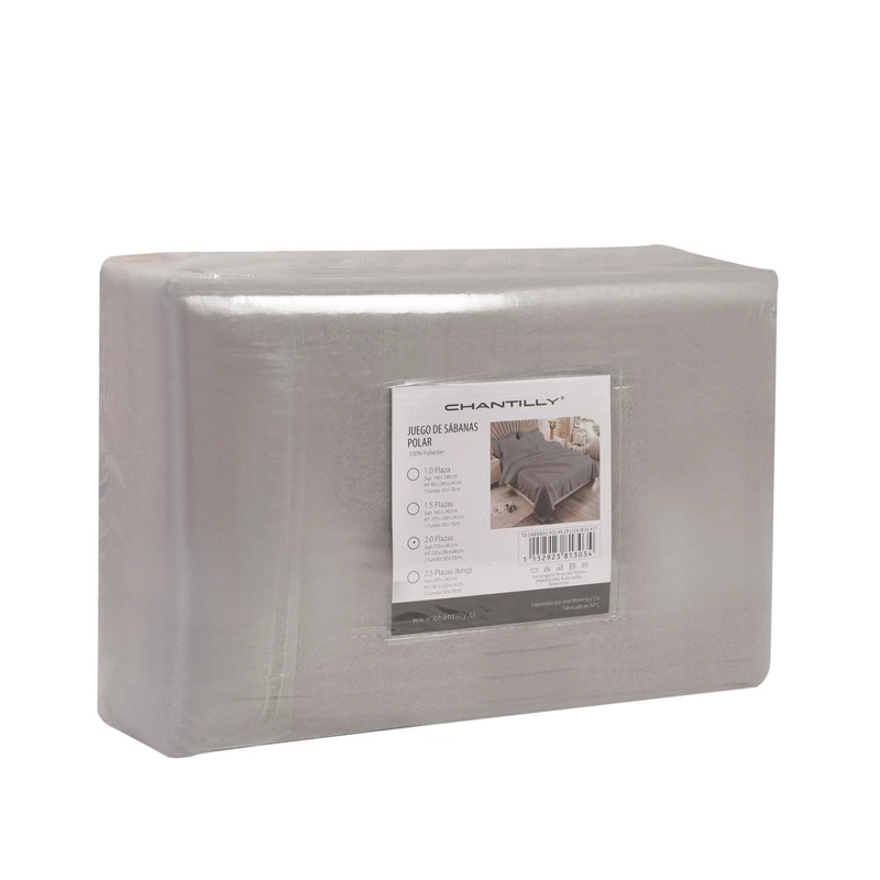 JUEGO DE SABANAS POLAR TE RMICO CHANTILLY 2 PLAZAS GRIS PLATA - 3