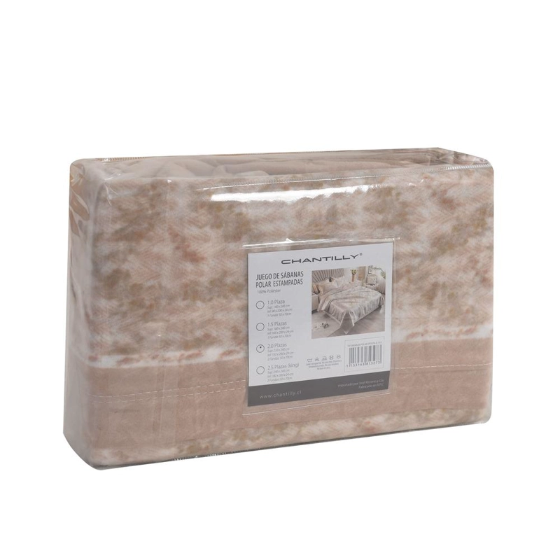 JUEGO DE SABANAS ESTAMPADO POLAR TE RMICO CHANTILLY 1 PLAZA BEIGE - 3