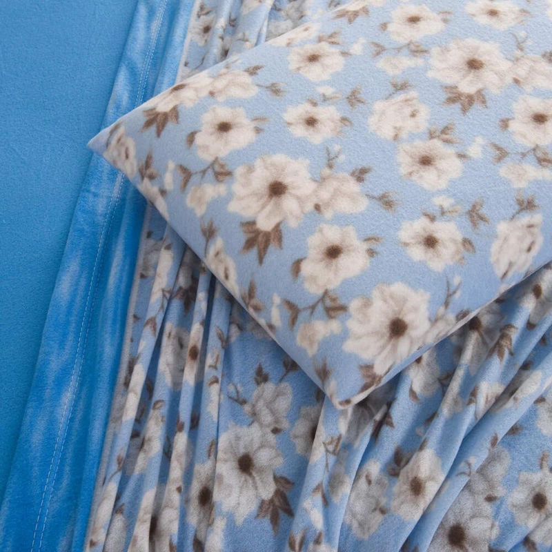 JUEGO DE SABANAS ESTAMPADO POLAR TE RMICO CHANTILLY 1.5 PLAZAS CELESTE - 5