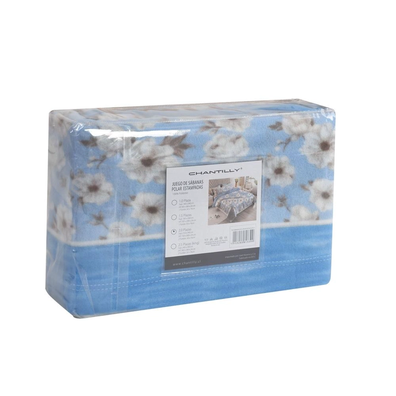 JUEGO DE SABANAS ESTAMPADO POLAR TE RMICO CHANTILLY 2 PLAZAS CELESTE - 3