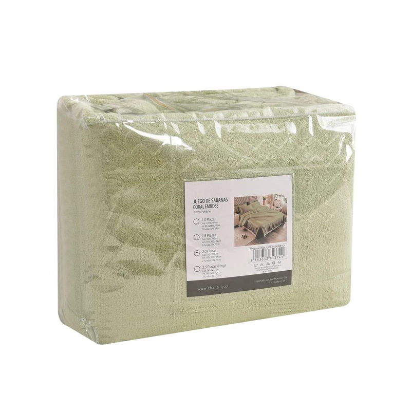 JUEGO DE SABANAS CORAL FLEECE ULTRA SUAVE CHANTILLY KING VERDE - 3
