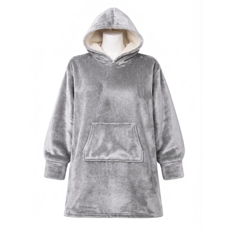 POLERON MANTA OVERSIDE SHERPA EXTRA CALIDO CHANTILLY GRIS PLATA - 1
