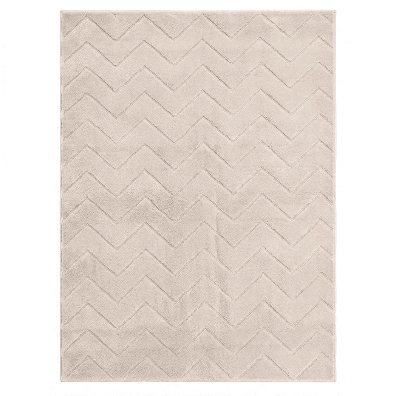 ALFOMBRA CON RELIEVE DISEÑO ZIG-ZAG 200X290 CM BEIGE - 1