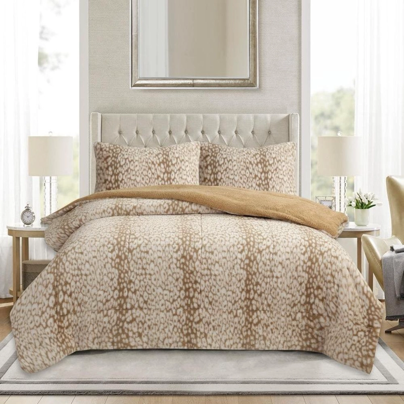 PLUMON ANIMAL PRINT SHERPA EXTRA CALIDO CHANTILLY KING IVORY - 2