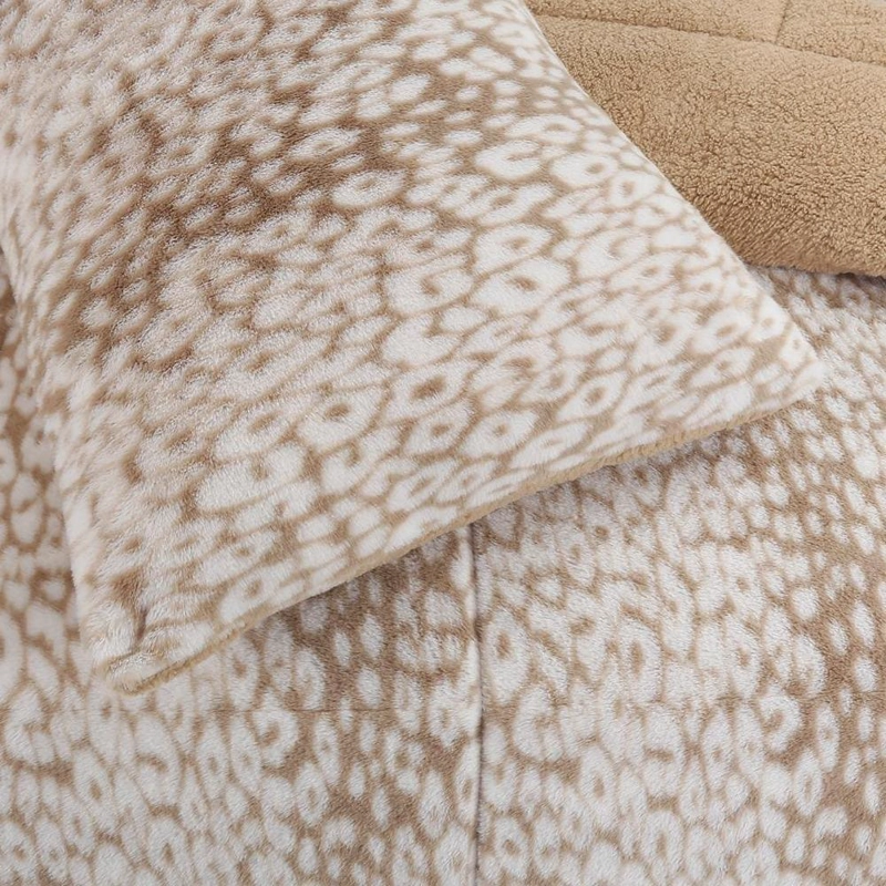 PLUMON ANIMAL PRINT SHERPA EXTRA CALIDO CHANTILLY KING IVORY - 3