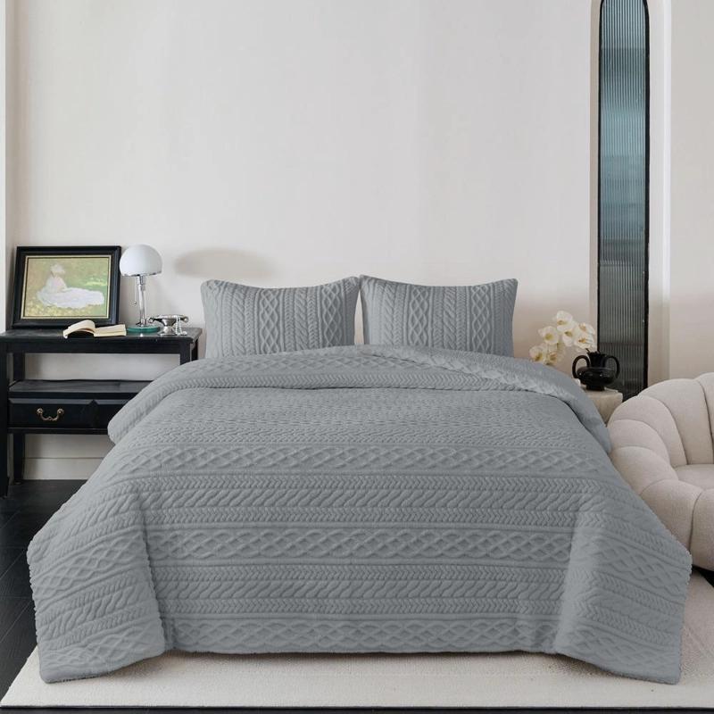 PLUMON TRENZA SHERPA CHANTILLY 2 PLAZAS GRIS PLATA - 2