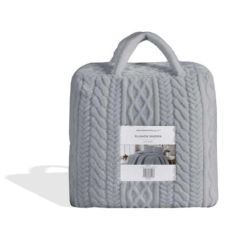 PLUMON TRENZA SHERPA CHANTILLY 2 PLAZAS GRIS PLATA - 3