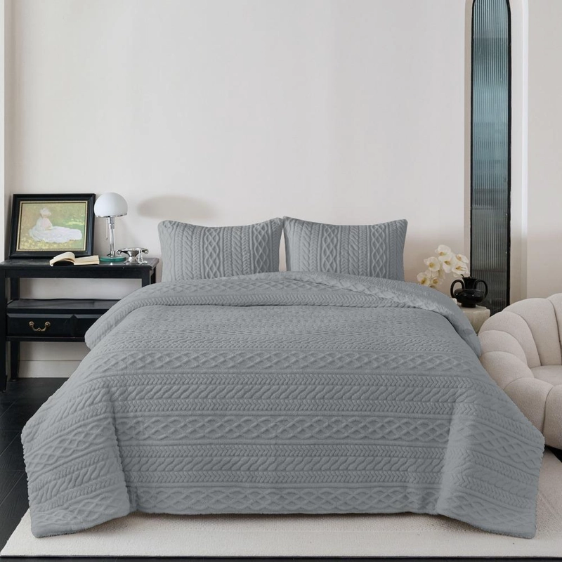 PLUMON TRENZA SHERPA EXTRA CALIDO CHANTILLY KING GRIS PLATA - 2