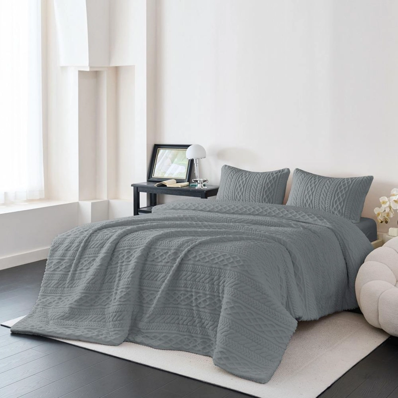 PLUMON TRENZA SHERPA CHANTILLY 1.5 PLAZAS GRIS PLATA - 4