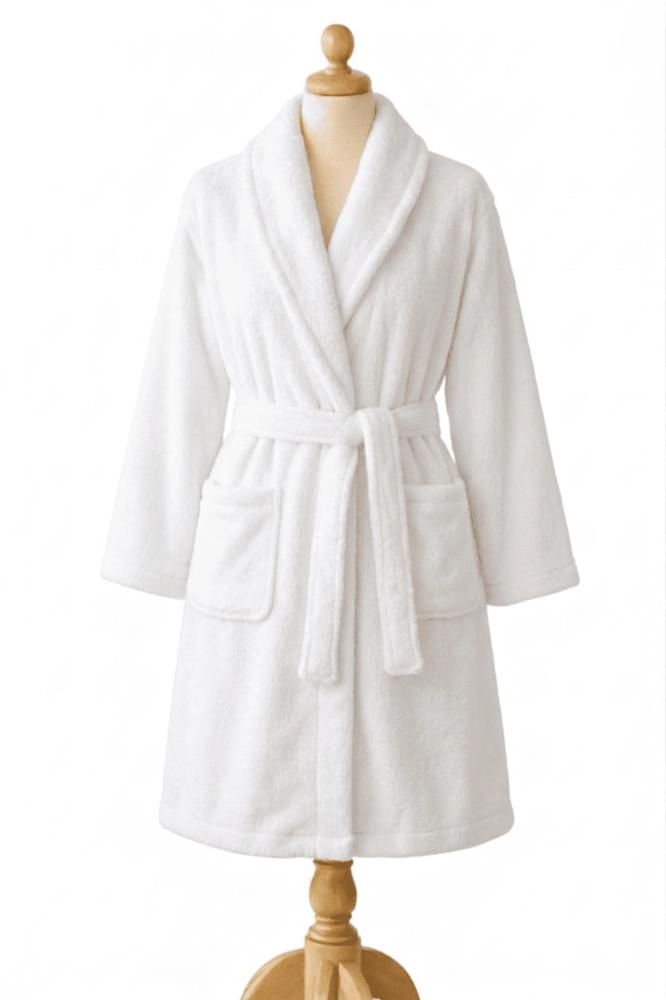 BATA DE BAÑO TRADICIONAL 100% ALGODON HOTELERA BLANCO - 1