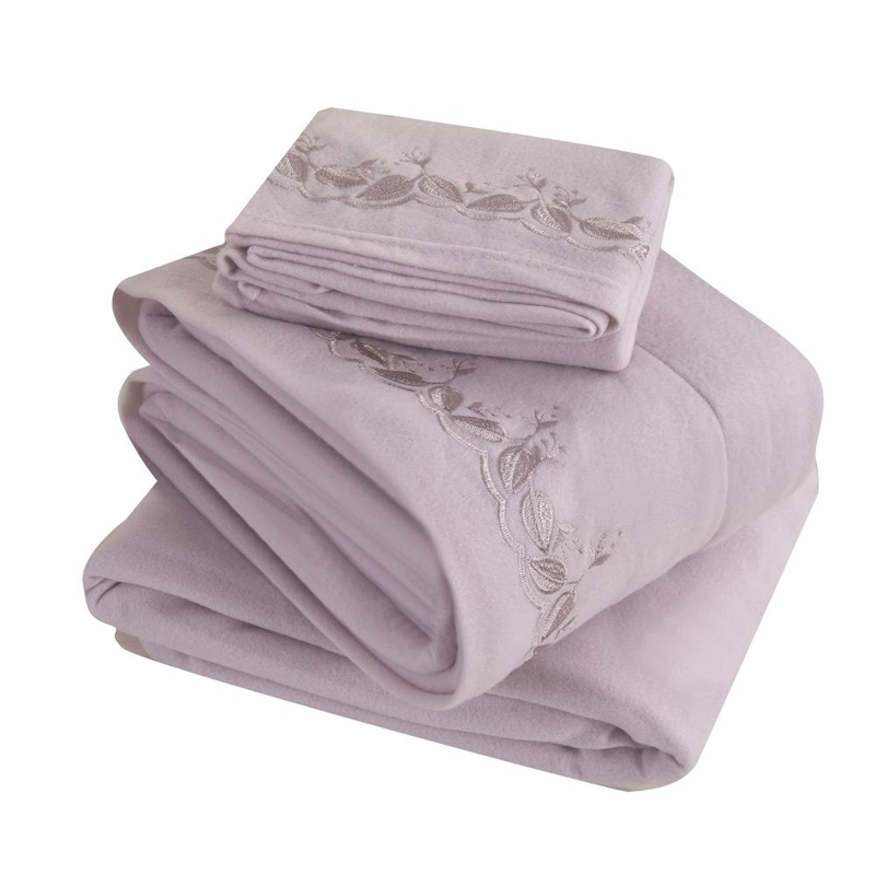 JUEGO DE SABANAS POLAR BORDADAS CHANTILLY 1 PLAZA LILA - 1