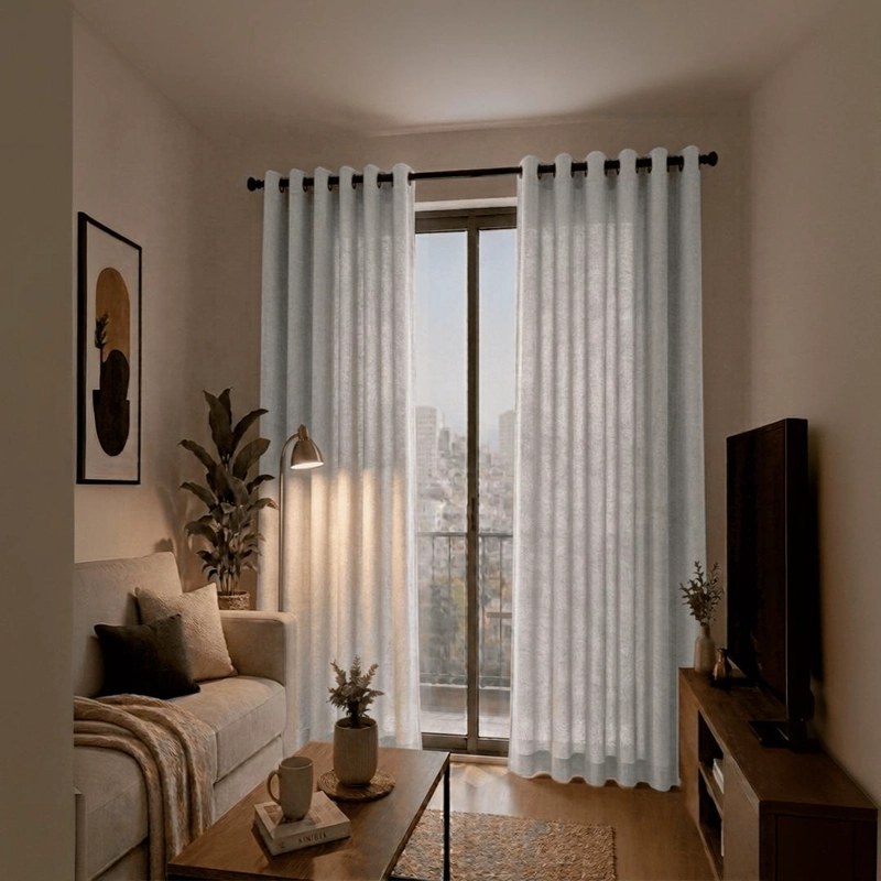 CORTINA JACQUARD 2 PCS ATACAMA 140X220 GRIS CLARO - 2