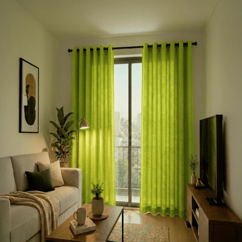 CORTINA JACQUARD 2 PCS ATACAMA 140X220 VERDE CLARO - 1