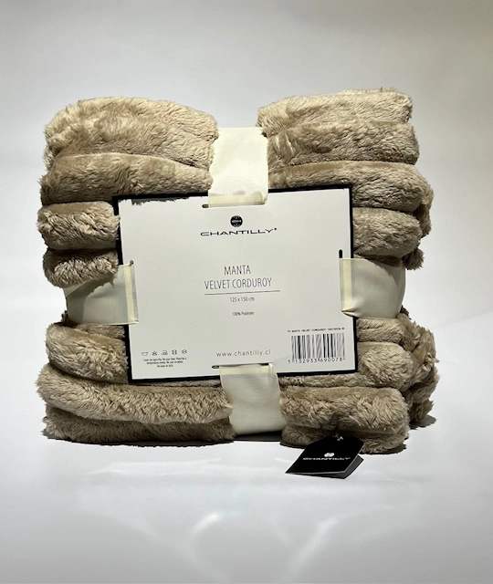 MANTA VELVET CORDUROY 125X150CM BEIGE - 1