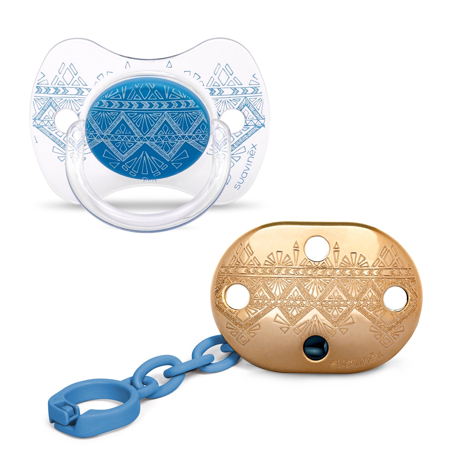 CHUPETE SUAVINEX + BROCHE 4/18 AZUL - 1