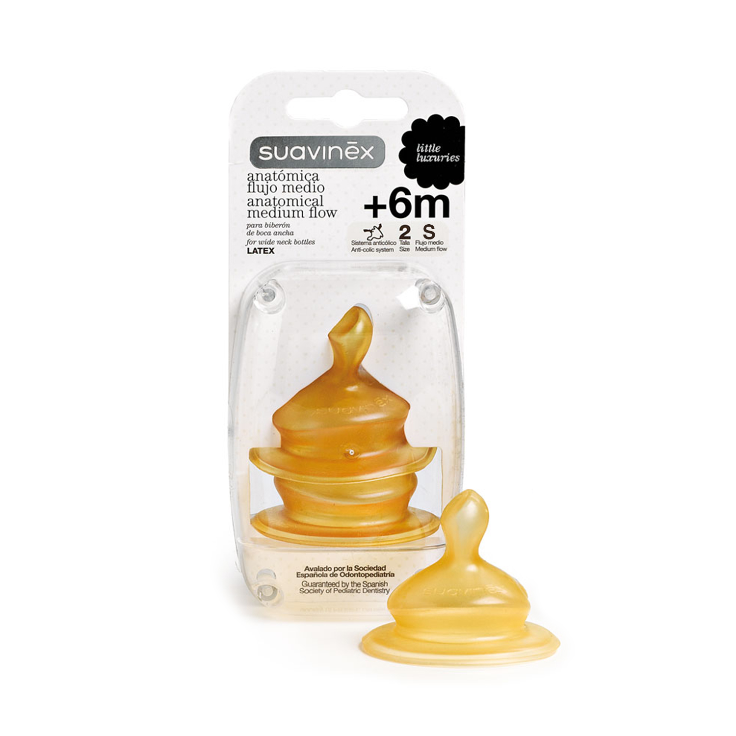 REPUESTO SUAVINEX NARANJO TETINA ANAT. LATEX TALLA S 2 UNID. 0-6M - 2