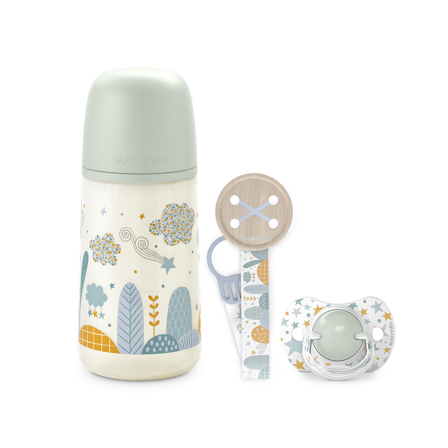 SET SUAVINEX MAMADERA 270+BROCHE+CHUPETE FIS 0/6 DREAMS BL I3 BLANCO - 1