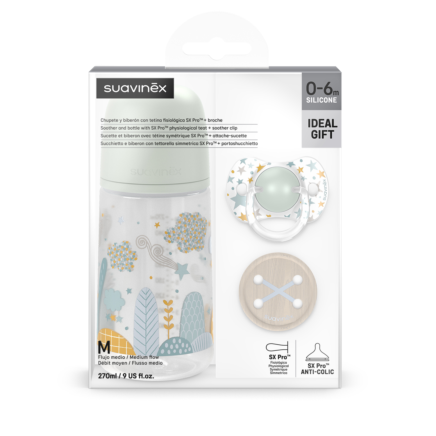 SET SUAVINEX MAMADERA 270+BROCHE+CHUPETE FIS 0/6 DREAMS BL I3 BLANCO - 2