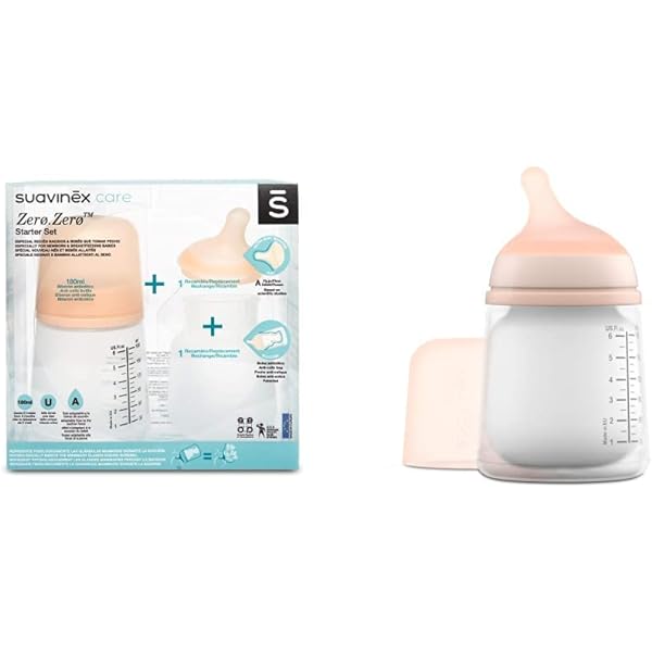 SET SUAVINEX MAMADERA ZERO.ZERO 180ML FLUJO ADAPTABLE + REPUESTOS  TRANSPARENTE - 1