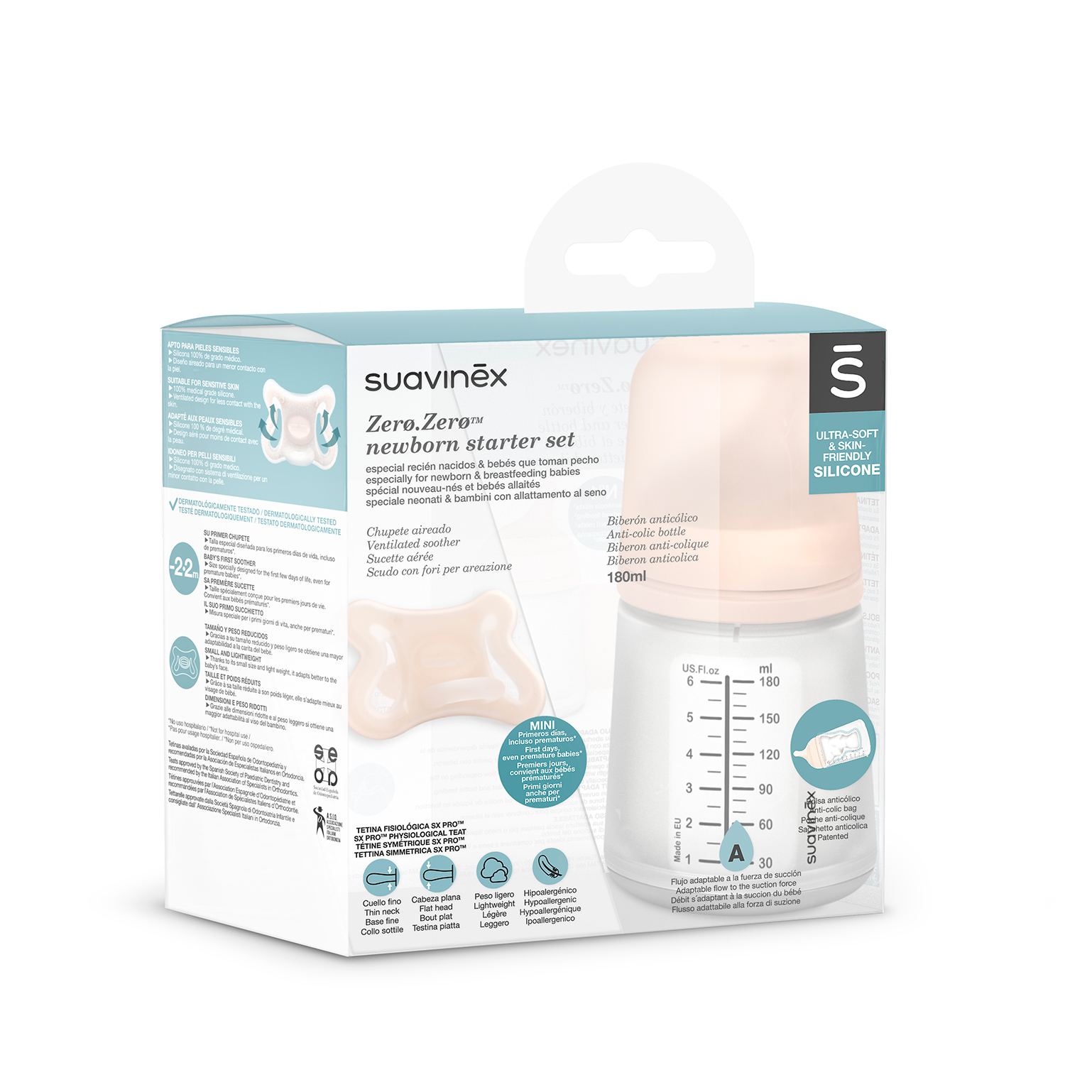 SET MAMADERA ZERO.ZERO 180ML + REPUESTOS TALLA MINI -2-2 MESES - 1