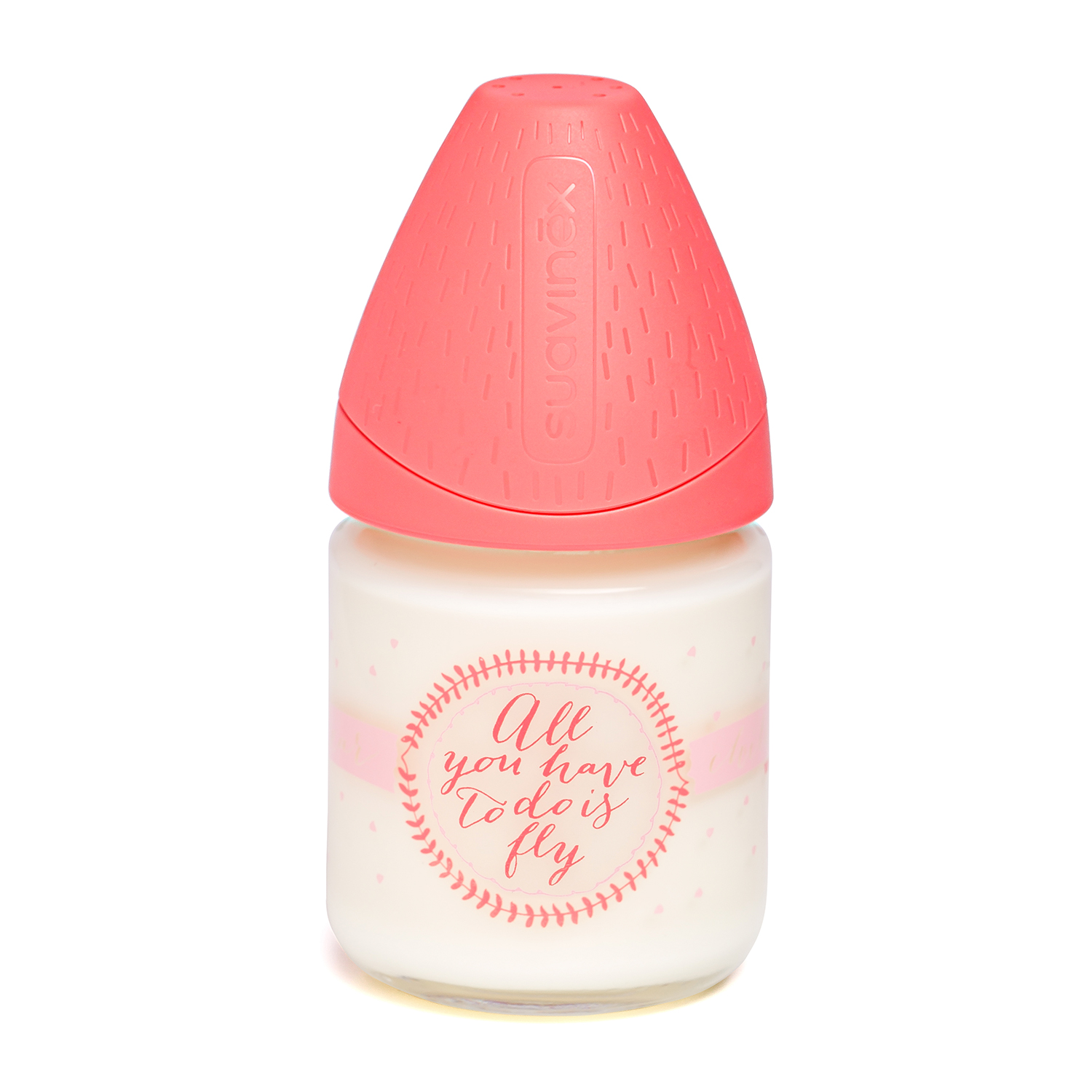 MAMADERA VIDRIO 120ML 3P SILICONA ROSADA - 1