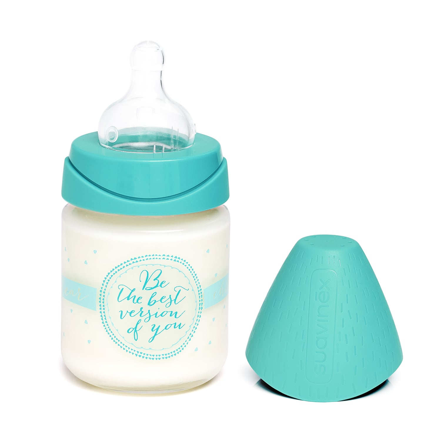 MAMADERA SUAVINEX VIDRIO 120ML 3P SILICONA CELESTE - 1