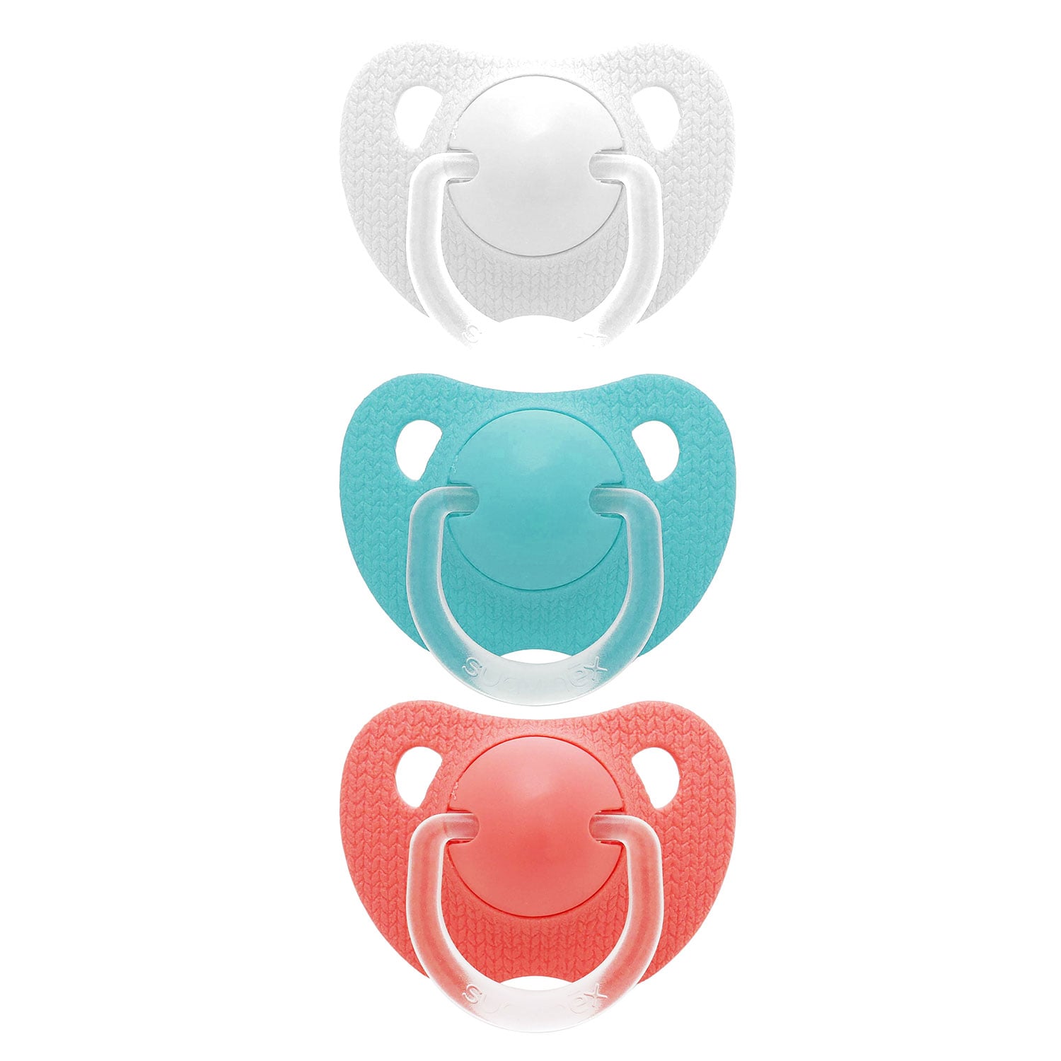 PACK 3 CHUPETES SILICONA EVOLUTION BLANCO, CELESTE, ROSADO - 1