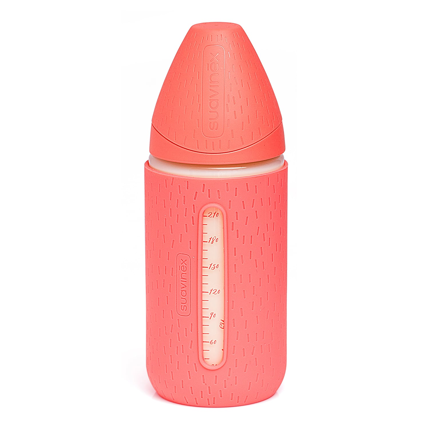 MAMADERA VIDRIO 240ML 3P + FUNDA SILICONA ROSA - 1