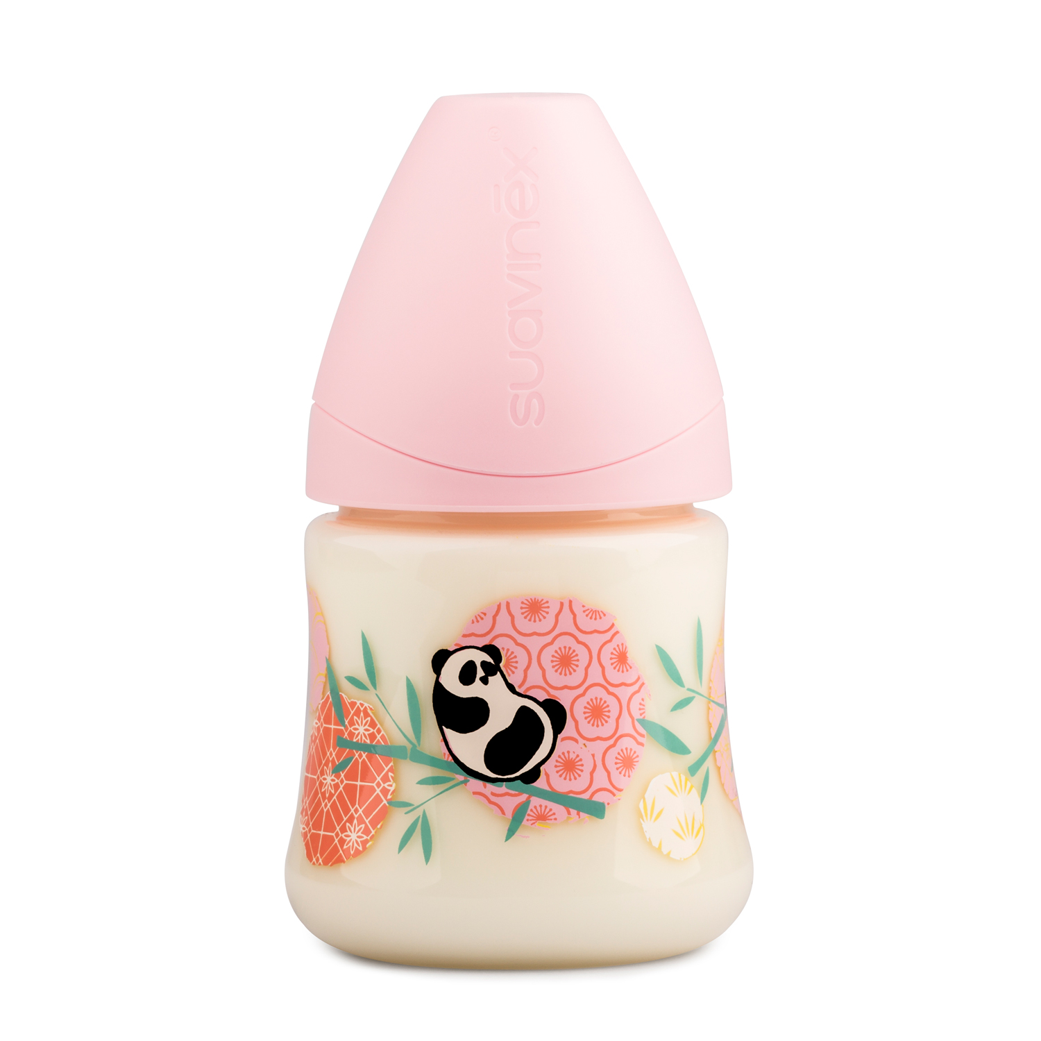MAMADERA DE PLÁSTICO 150 ML ANATÓMICA PANDA ROSADO - 1