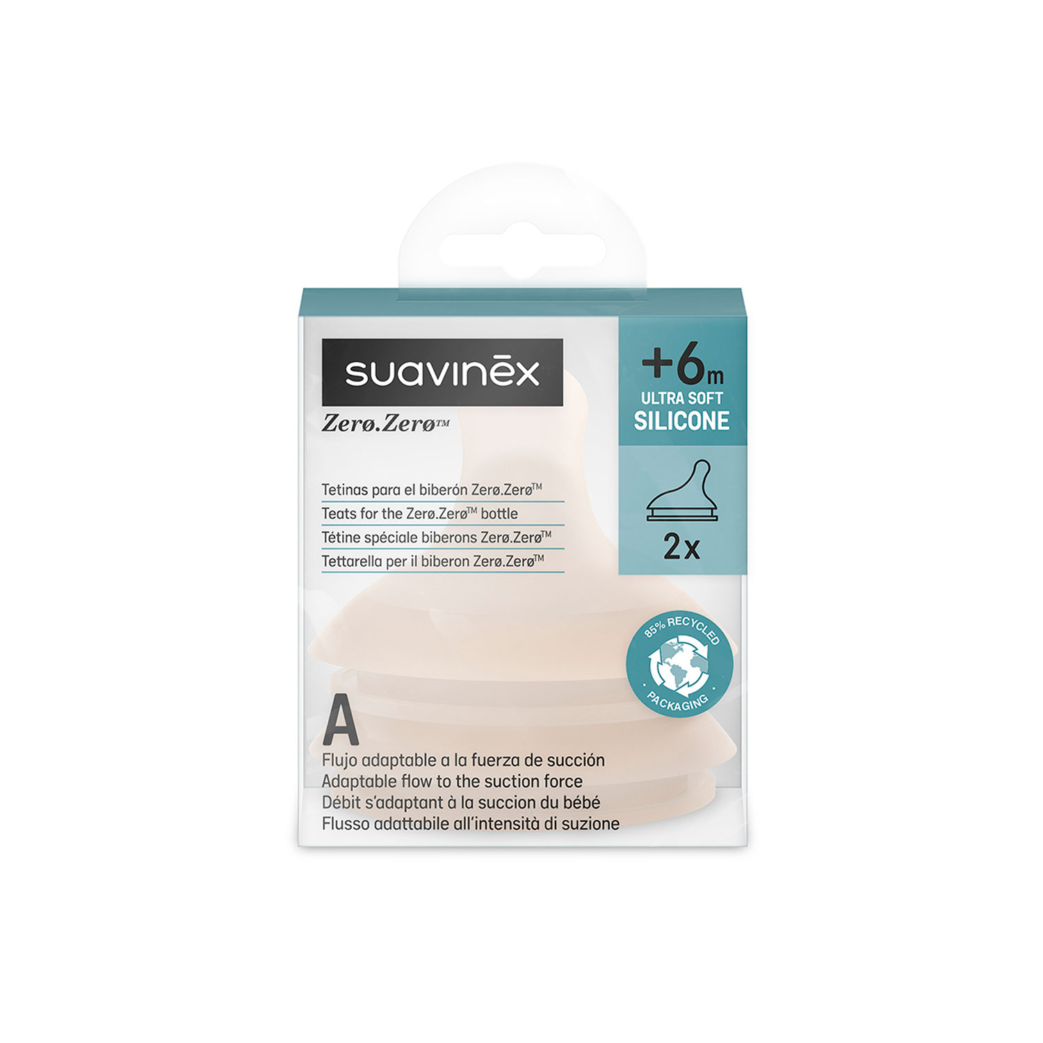 TETINA SUAVINEX LACTANCIA ANTICÓLICO SILICONA TALLA U 2U LIGHT NUDE - 2
